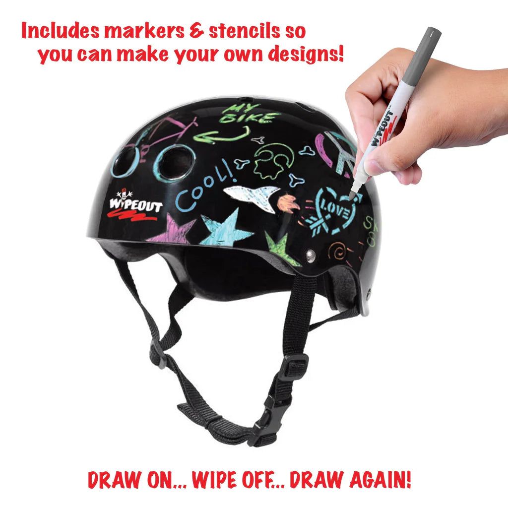 bike and skateboard helmet Kids Skate Helmet Wipeout Dry Erase (Black)