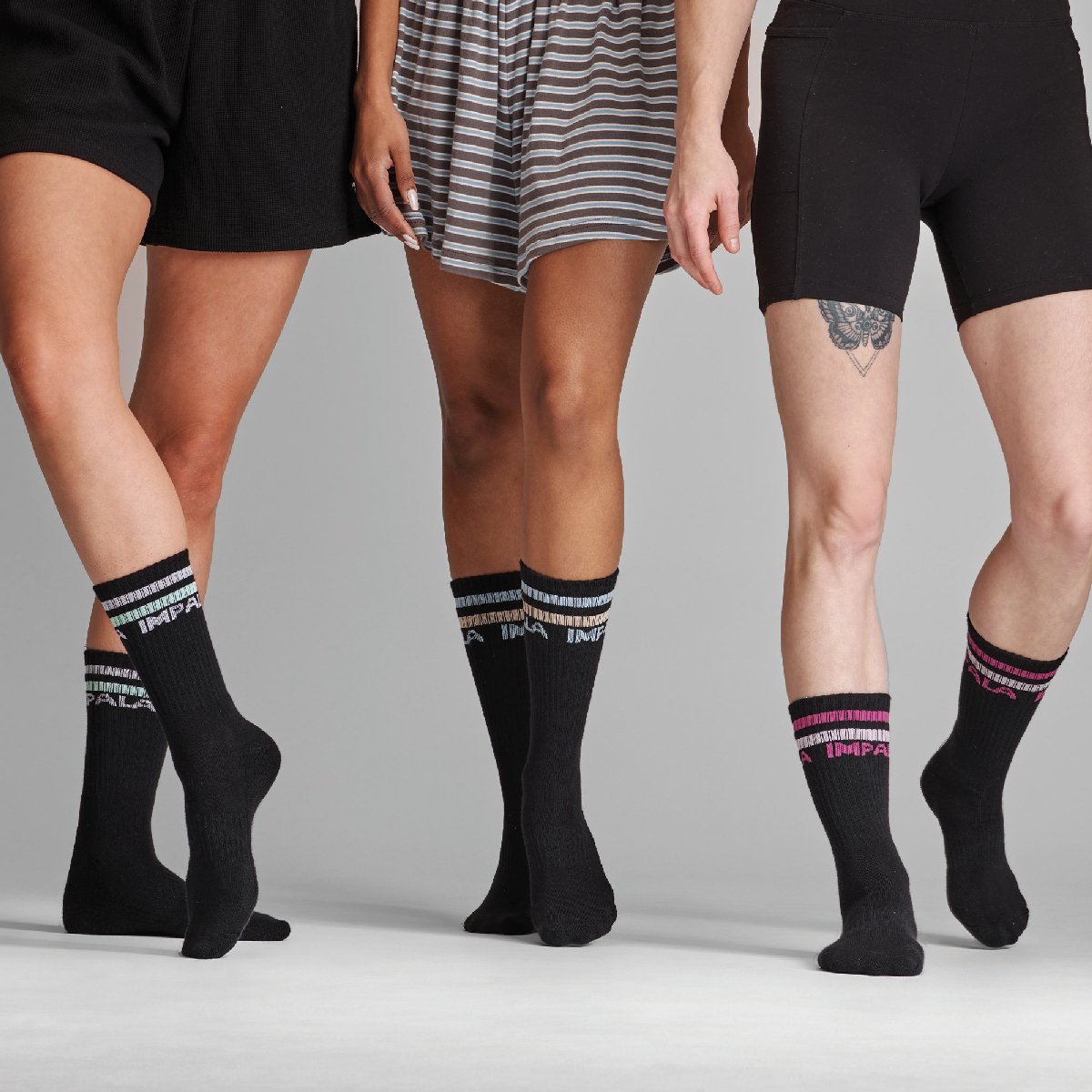 Impala Stripe Crew Socks - Black